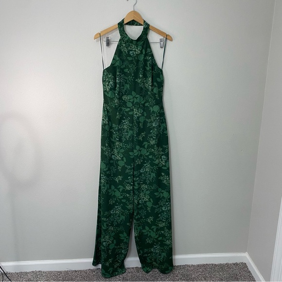 Baltic Born Freya Halter Jumpsuit Emerald Green Floral Print Women’s XL - Picture 2 of 9